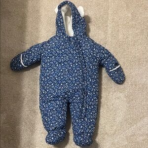 Carter's Navy Floral One Piece Footie Snowsuit